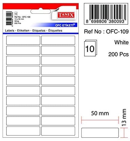 Toate produsele, Etichete autoadezive albe, 13 x 50 mm, 200 buc/set, Tanex - vectordirect.ro