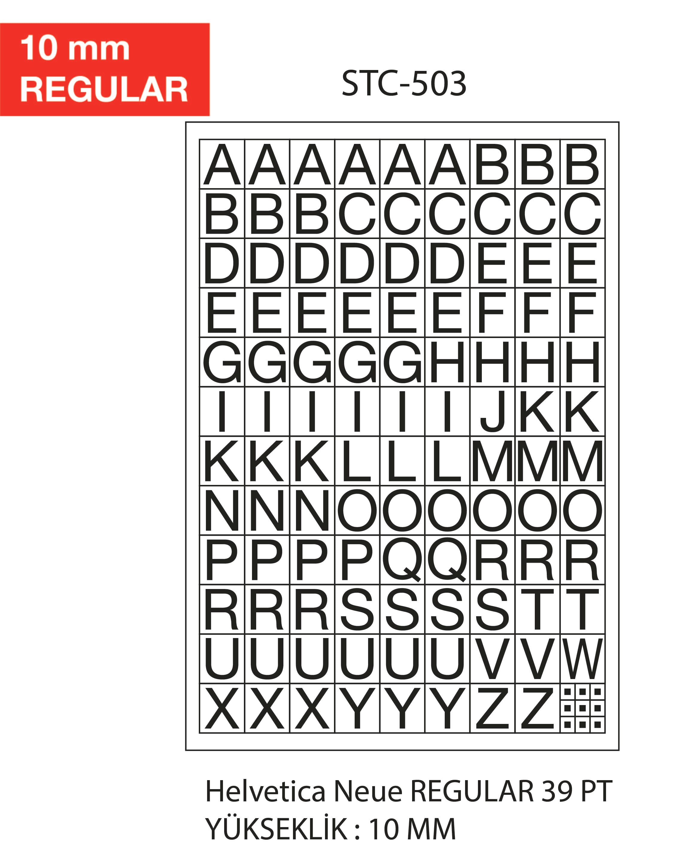 Tanex, Etichete cu litere, A-Z, 2 folii/set, TANEX -10mm regular - vectordirect.ro