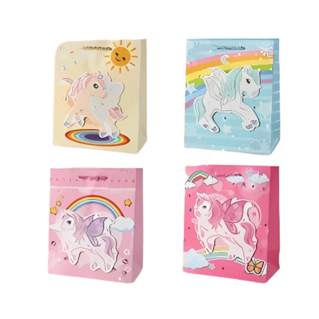 gift bags, Punga cadou, carton 210gr, design Unicorn, 26x32x10cm, modele asortate - vectordirect.ro