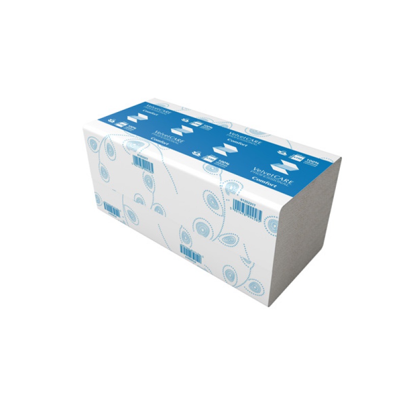 Servetele ZZ hartie alba, 25x23cm, 2 straturi, 150buc/pachet, 20pachete/cutie, VELVET Professional