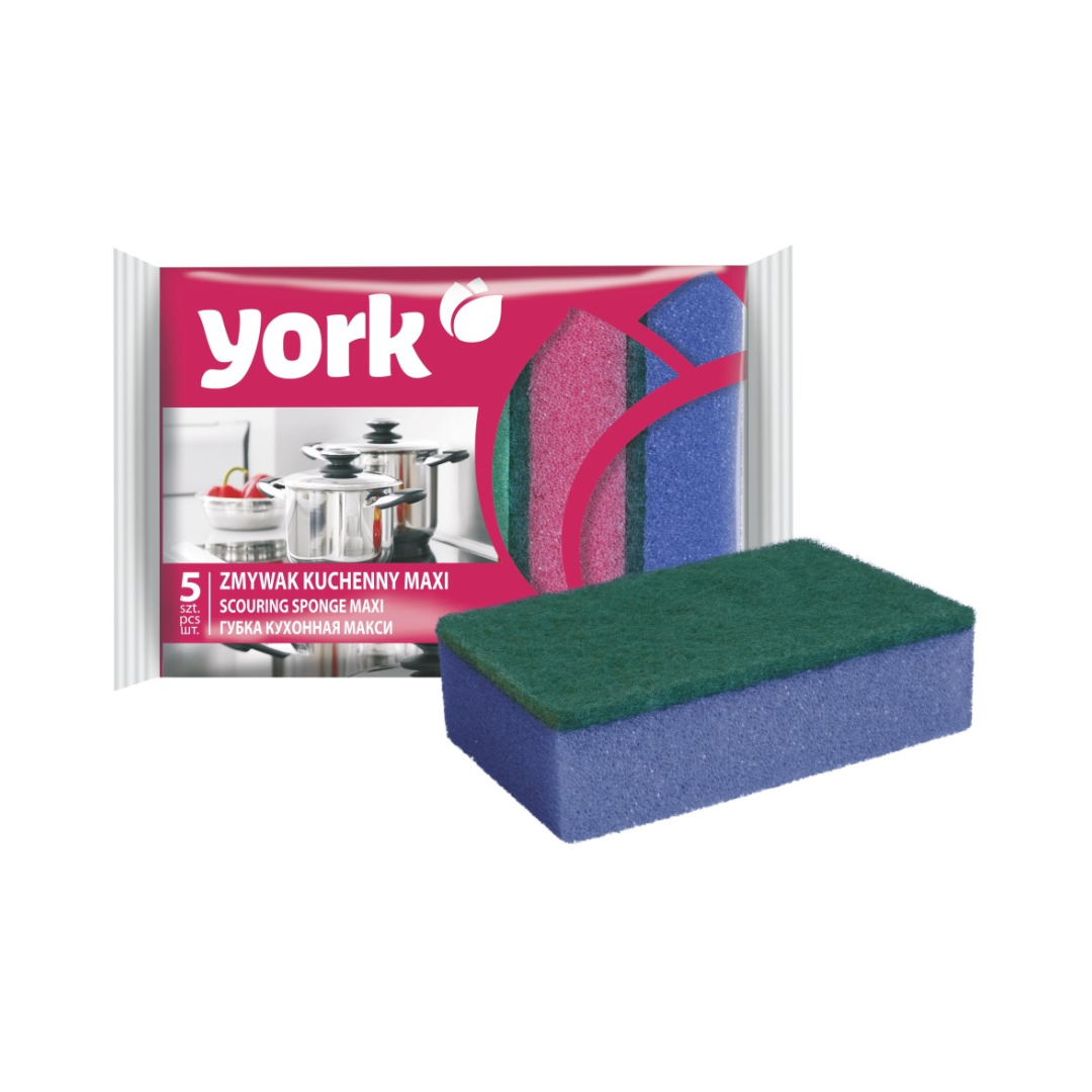 Set 5 Bureti de Vase YORK Maxi - 10x7cm, Strat Abraziv Rezistent, Spuma Absorbanta, Culori Asortate