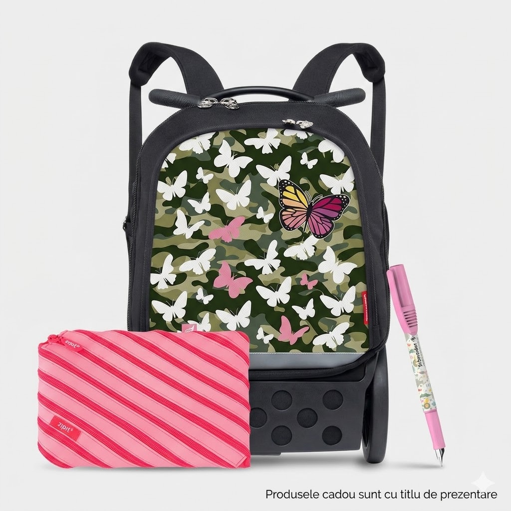 Toate produsele, Troler scolar fete NIKIDOM Roller Up - Butterfly Camo - vectordirect.ro