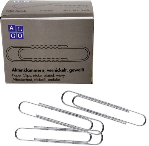 Pungi Ziplock, Agrafe nichelate 77 mm, ondulate, 100/cutie, ALCO - vectordirect.ro