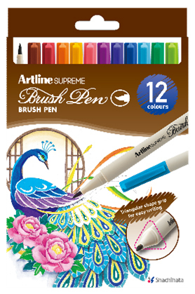 Toate produsele, Carioca corp triunghiular, ARTLINE Supreme, varf flexibil (tip pensula), 12 culori/cutie - vectordirect.ro