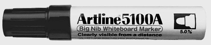 Table magnetice din sticla, Marker pentru tabla de scris ARTLINE 5100A, corp metalic, varf rotund 5.0mm - negru - vectordirect.ro