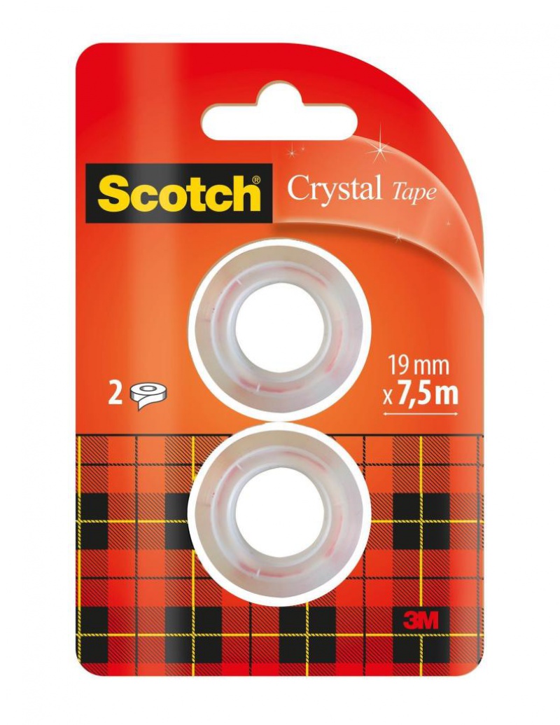 Toate produsele, Banda adeziva transparent cristal, se rupe usor, 19mm x 7.5m, 2 buc/blister, 3M - SCOTCH Crystal - vectordirect.ro