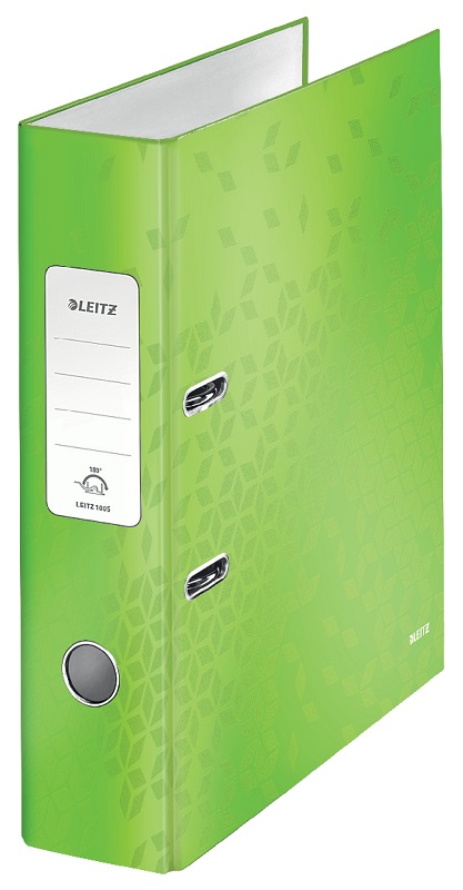 Leitz, Biblioraft Leitz 180° WOW, carton laminat, partial reciclat, FSC, A4, 80 mm, verde - vectordirect.ro