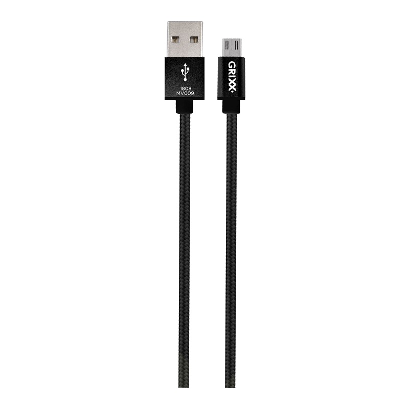 Reduceri finale, Cablu date GRIXX Optimum - Micro USB to USB, impletit, lungime 1m - negru - vectordirect.ro