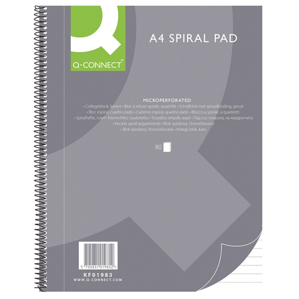 Rechizite scolare Noki Q-connect BIC Adoc, Caiet cu spirala, A4, 80 file - 70g/mp, 4 perf., coperti carton, Q-Connect - dictando - vectordirect.ro