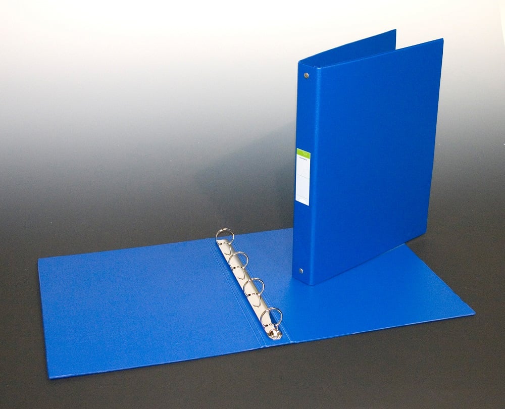 Rigle, Caiet mecanic 4 inele - D25mm, coperti carton plastifiat PVC, A4, AURORA - albastru - vectordirect.ro