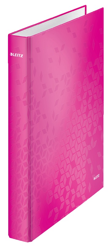 Caiete mecanice Leitz, Caiet mecanic Leitz WOW, carton laminat, partial reciclat, FSC, A4, mecanism 2DR, inel 25 mm, roz - vectordirect.ro