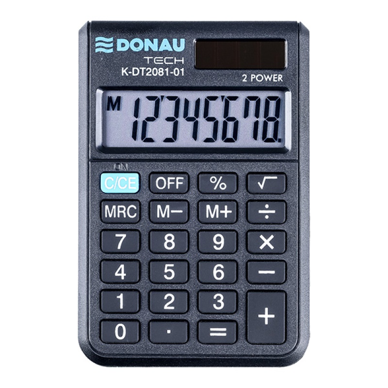 Toate produsele, Calculator de buzunar, 8 digits,  88 x 59 x 10 mm, capac din plastic, Donau Tech DT2081 - negru - vectordirect.ro