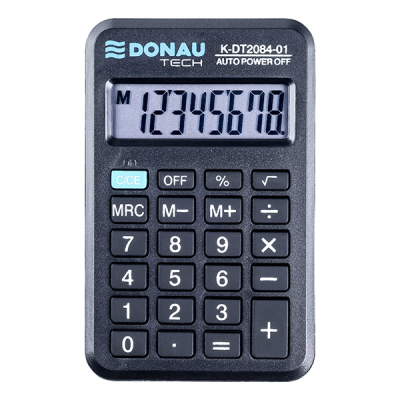 Echipamente birou, Calculator de buzunar, 8 digits,  98 x 65 x  9 mm, Donau Tech DT2084 - negru - vectordirect.ro