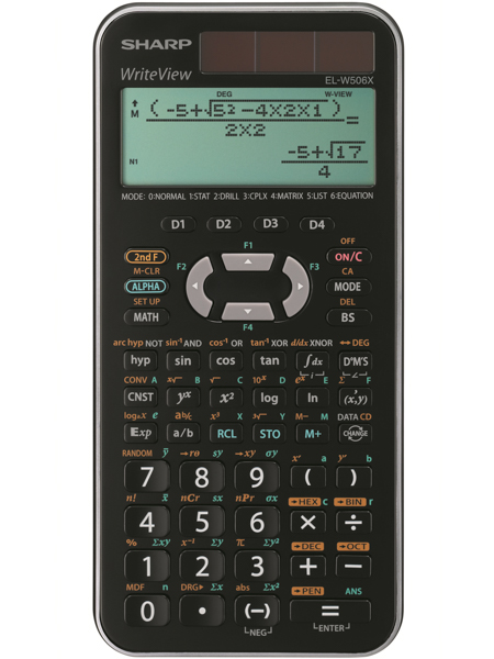 Laminatoare, folii laminare, Calculator stiintific, 16 digits, 640 functii, 166x80x15 mm, dual power, SHARP EL-W506XSL-negru/argi - vectordirect.ro