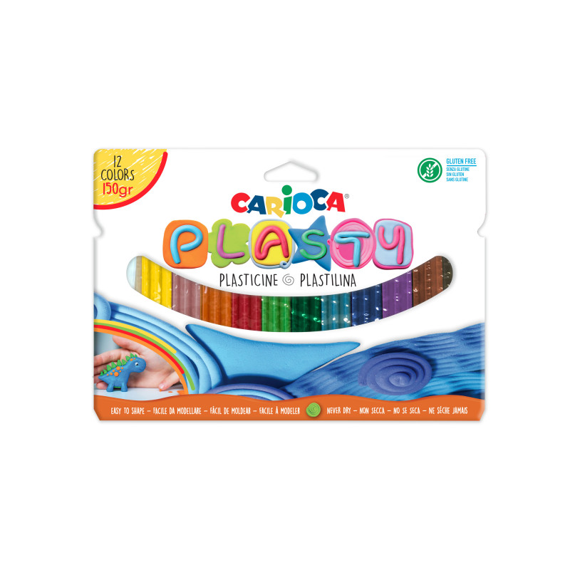 Rechizite scolare PIGNA_CAIETE Carioca Rapid, Plastelina fara gluten, 12.5 grame x 12 culori/cutie, CARIOCA Plasty - vectordirect.ro