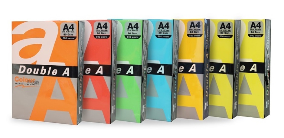 Hartie color pentru copiator A4, 75g/mp, 100coli/top, Double A - 5 culori neon asortate