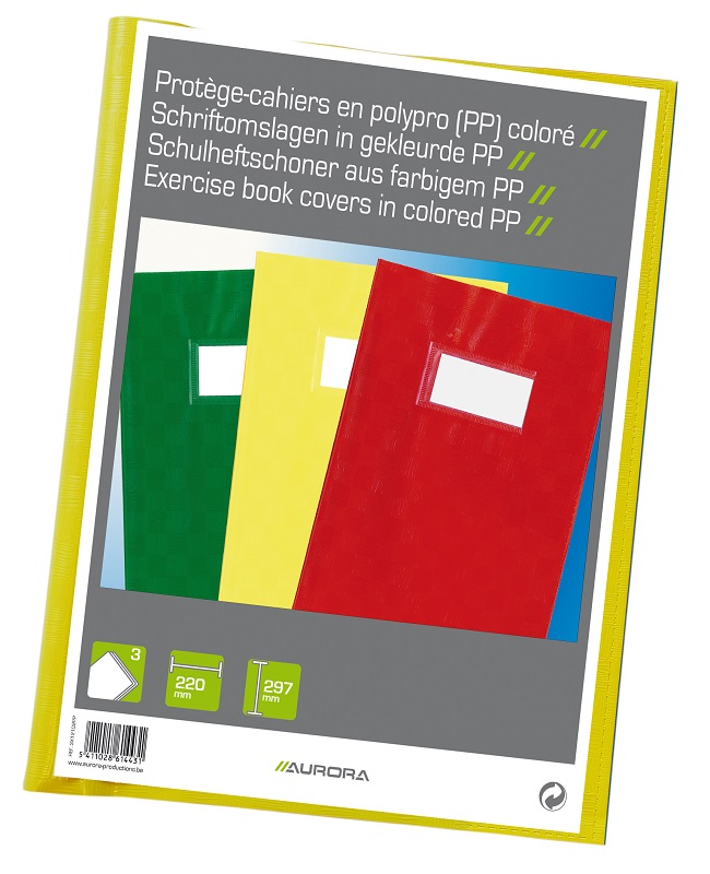 Rechizite scolare Aurora Rapid Parker, Coperta PP - 120 microni, cu eticheta, pentru caiet A4, 3 buc/set, AURORA - culori asortate - vectordirect.ro