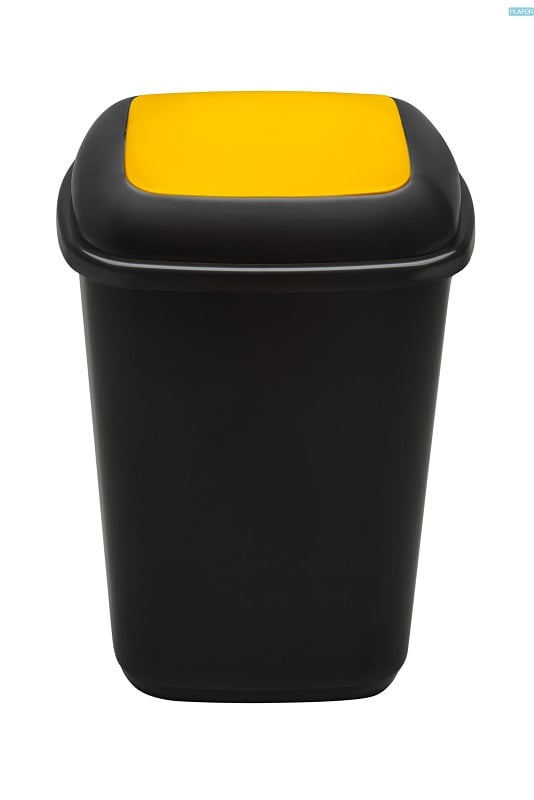Toate produsele, Cos plastic reciclare selectiva, capacitate 28l, PLAFOR Quatro - negru cu capac galben - plastic - vectordirect.ro