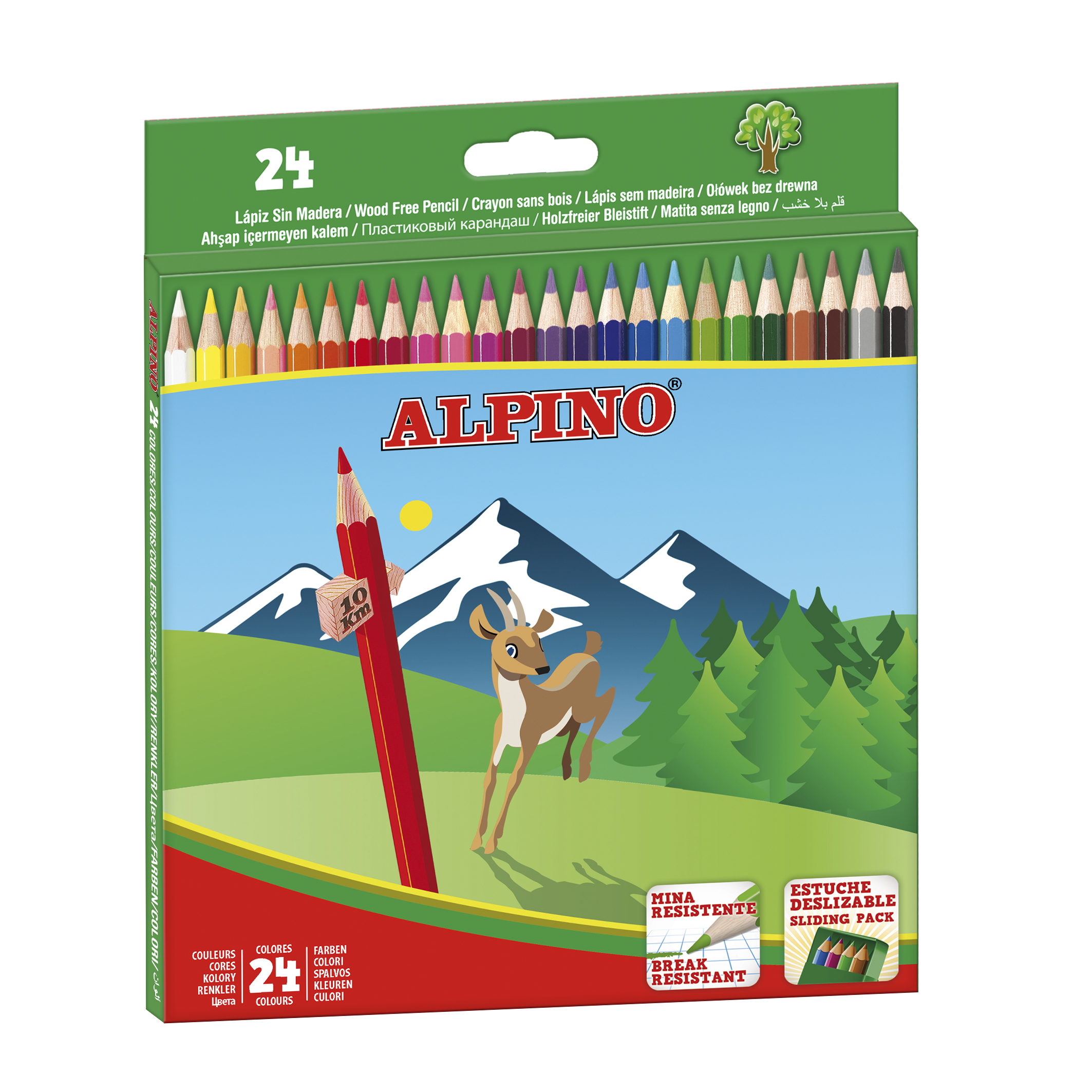 Clasa a V-a, Creioane colorate hexagonale, 24 culori/set ALPINO - vectordirect.ro