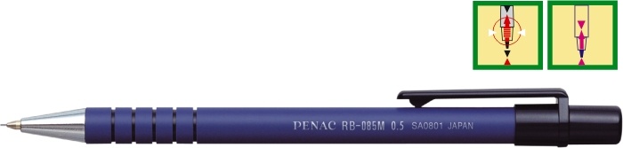 Top office, Creion mecanic PENAC RB-085M, rubber grip, 0.5mm, con si varf metalic - corp albastru - vectordirect.ro