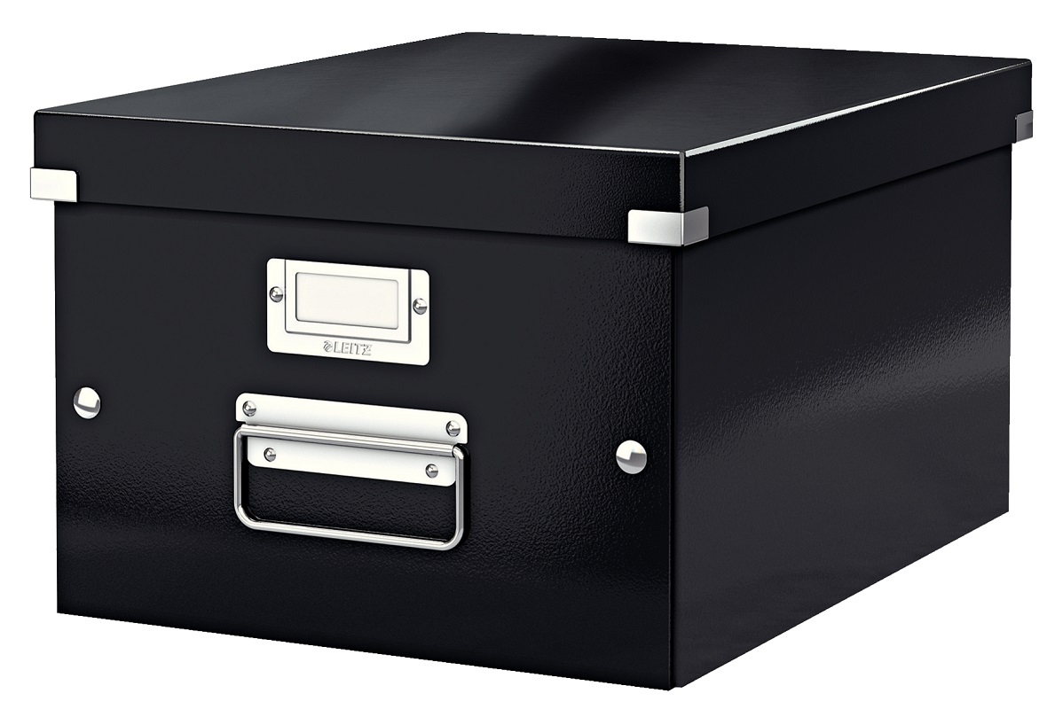 Cutie depozitare LEITZ WOW Click & Store, carton laminat, medie, negru