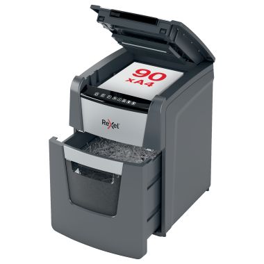Distrugator documente automat REXEL OPTIMUM  90X, P4, cross-cut (confeti), 90 coli, cos 34l, negru-g