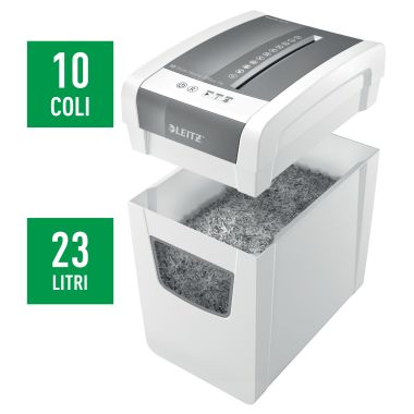 Distrugator documente manual LEITZ IQ Home Office Slim , P4, cross-cut (confeti), 10 coli, cos 23l,