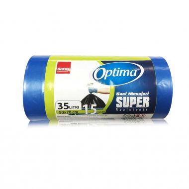 Saci menaj  35L, 15buc/rola, SANO Optima - albastri