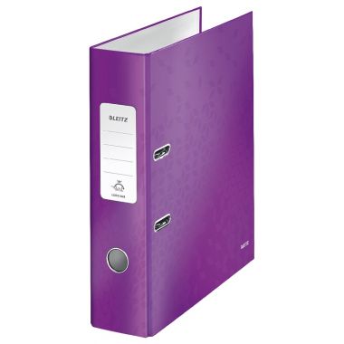Biblioraft Leitz 180° WOW, carton laminat, partial reciclat, FSC, A4, 80 mm, mov