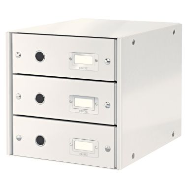 Cabinet cu sertare Leitz WOW Click & Store, 3 sertare, carton laminat, A4, alb