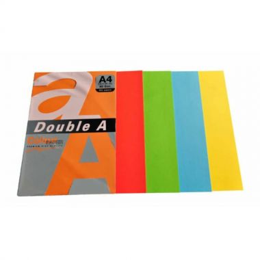 Hartie color pentru copiator  A4,  80g/mp, 500coli/top, Double A - 5 culori intense asortate