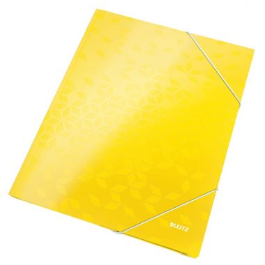 Mapa cu elastic Leitz WOW, carton laminat, FSC, A4, 250 coli, galben