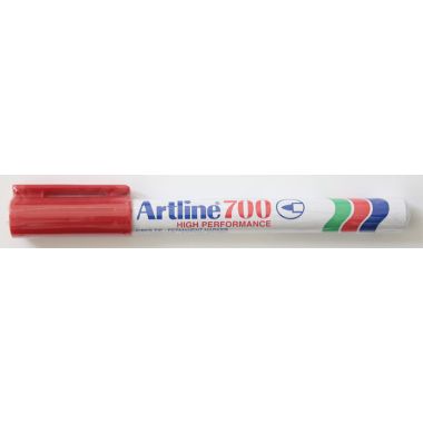Marker permanent ARTLINE 700, corp metalic, varf rotund 0.7mm - rosu