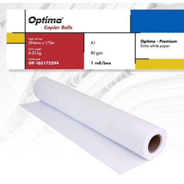 Rola Hârtie Copiator A1, 80gr, 594mm x 175m, Optima Premium