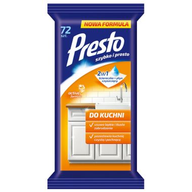 Servetele umede pentru bucatarii,  72 buc/pachet, Presto - curata murdaria si grasimile