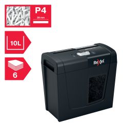 Campanie Rexel, Distrugator documente manual REXEL SECURE X 6, P4, cross-cut (confeti), 6 coli, 10l, negru - vectordirect.ro