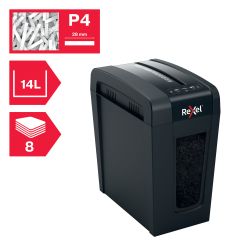 Campanie Rexel, Distrugator documente manual REXEL SECURE X 8 Slim, P4, cross-cut (confeti), 8 coli, 14l, negru - vectordirect.ro
