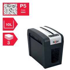 Campanie Rexel, Distrugator documente manual REXEL SECURE MC3 Slim, P5, micro-cut (particule), 3 coli, 10l, negru-ar - vectordirect.ro