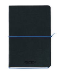 Produse Eco-Friendly Aurora, Caiet A5, 192 file-hartie cream FSC80 g/mp, coperta soft-touch negru-albastru,AURORA Tesoro-dictando - vectordirect.ro