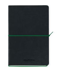 Produse Eco-Friendly Aurora, Caiet A5, 192 file-hartie cream FSC80 g/mp, coperta soft-touch negru-verde,AURORA Tesoro - dictando - vectordirect.ro