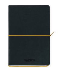 Produse Eco-Friendly Aurora, Caiet A5, 192 file-hartie cream FSC80 g/mp, coperta soft-touch negru-galben,AURORA Tesoro - dictando - vectordirect.ro