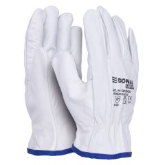 Donau Safety, Manusi protectie DONAU, din piele, grip, aratator intarit - marimea 7 - alb cu albastru - vectordirect.ro
