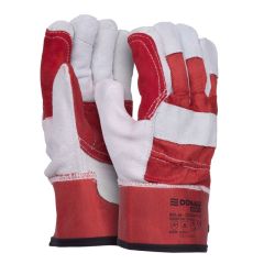 Donau Safety, Manusi de protectie DONAU, din piele, manseta cauciucata, marimea 10.5 - alb cu rosu - vectordirect.ro