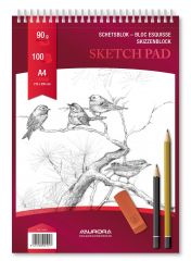 Blocuri de desen, Bloc desen cu spirala, A4, 100 file - 90g/mp, pentru schite creion, AURORA Esquisse - hartie alba - vectordirect.ro