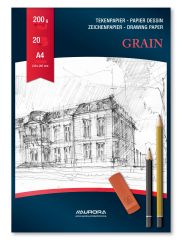 Cutii arhivare, alonje Elix clean Gimboo Djois Aurora, Bloc desen A4, 20 file - 200g/mp, AURORA Grain - carton alb - vectordirect.ro