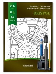 Rechizite scolare BIC Edtech Aurora, Bloc desen A4, 20 file - 210g/mp, pentru schite creion/marker, AURORA Bristol - carton alb - vectordirect.ro