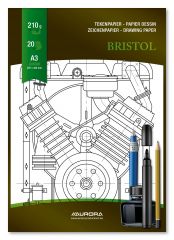 Rechizite scolare BIC Edtech Aurora, Bloc de desen A3, 20 file - Carton alb 210g/mp, Ideal pentru Schițe cu Creion și Marker - AURORA Bristol - vectordirect.ro