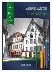 Blocuri de desen, Bloc desen A3, 20 file - 200g/mp, AURORA Steinbach - carton alb - vectordirect.ro