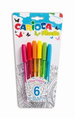 Pixuri, rollere & rezerve, Pix cu cerneala fluorescenta, 6 buc/blister, CARIOCA Fiorella - vectordirect.ro