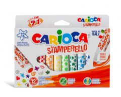 Cutii arhivare, alonje Sheaffer Zipit Westcott Clinex Double A PIGNA_CAIETE Carioca, Set 12 markere lavabile, cu 12 stampile diverse forme, cutie carton, CARIOCA Stamperello - vectordirect.ro